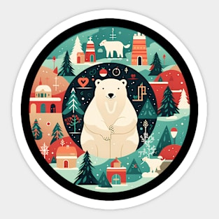 Polar Bear in Ornament, Love Bears Sticker